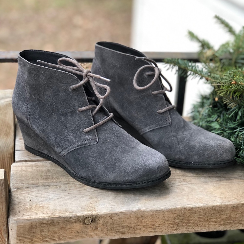 Michael Shannon gray suede booties